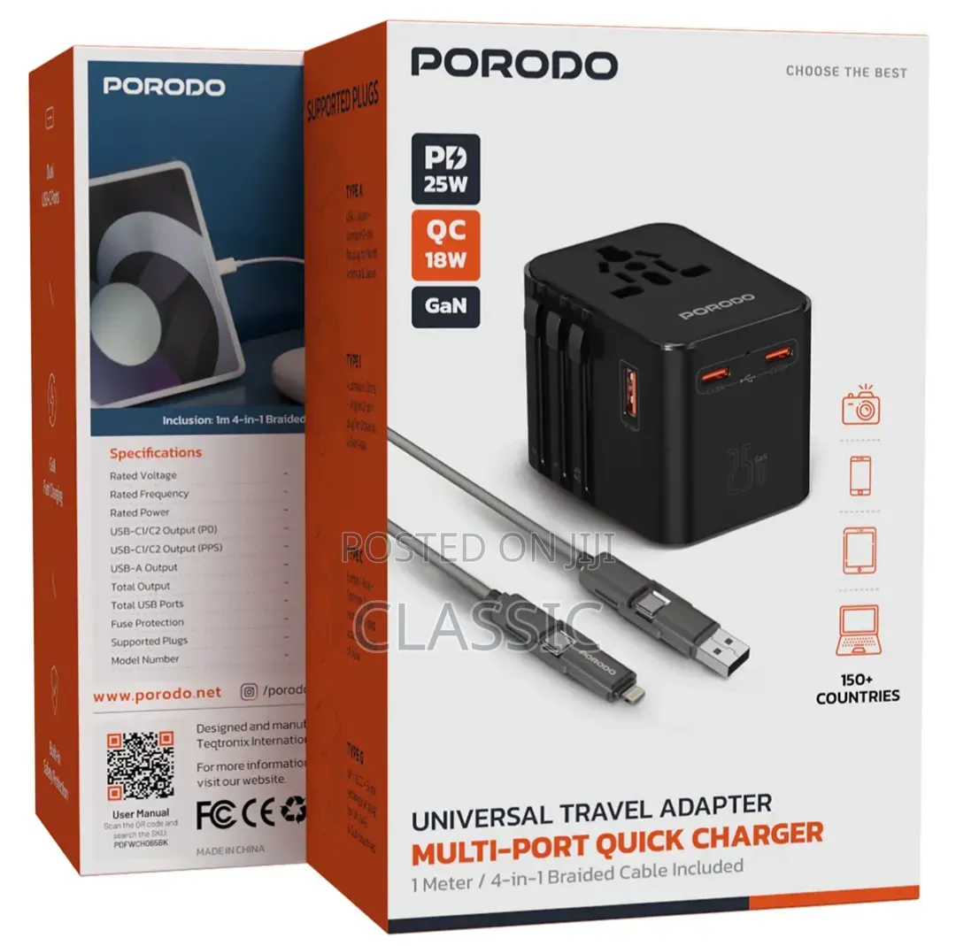 Porodo GaN Universal Travel Multi-Port Quick Charger