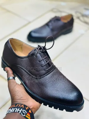 Black Pebble Grain Leather Shoes.