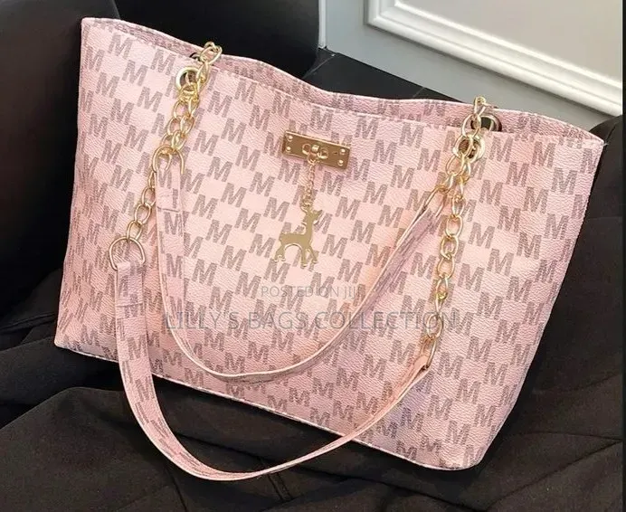 Women's Luxury Design Tote Bag With Gold Chain and Deer Pendant