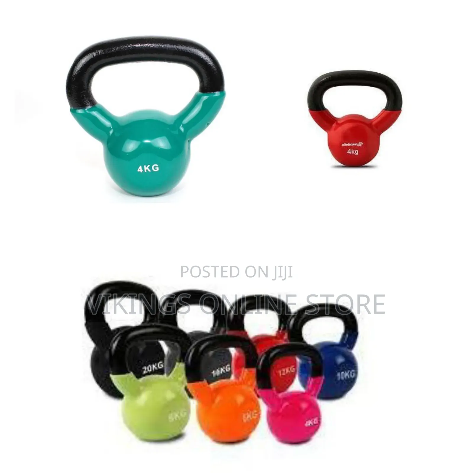 Turquoise Vinyl-Coated Cast Iron Kettlebell 4kg