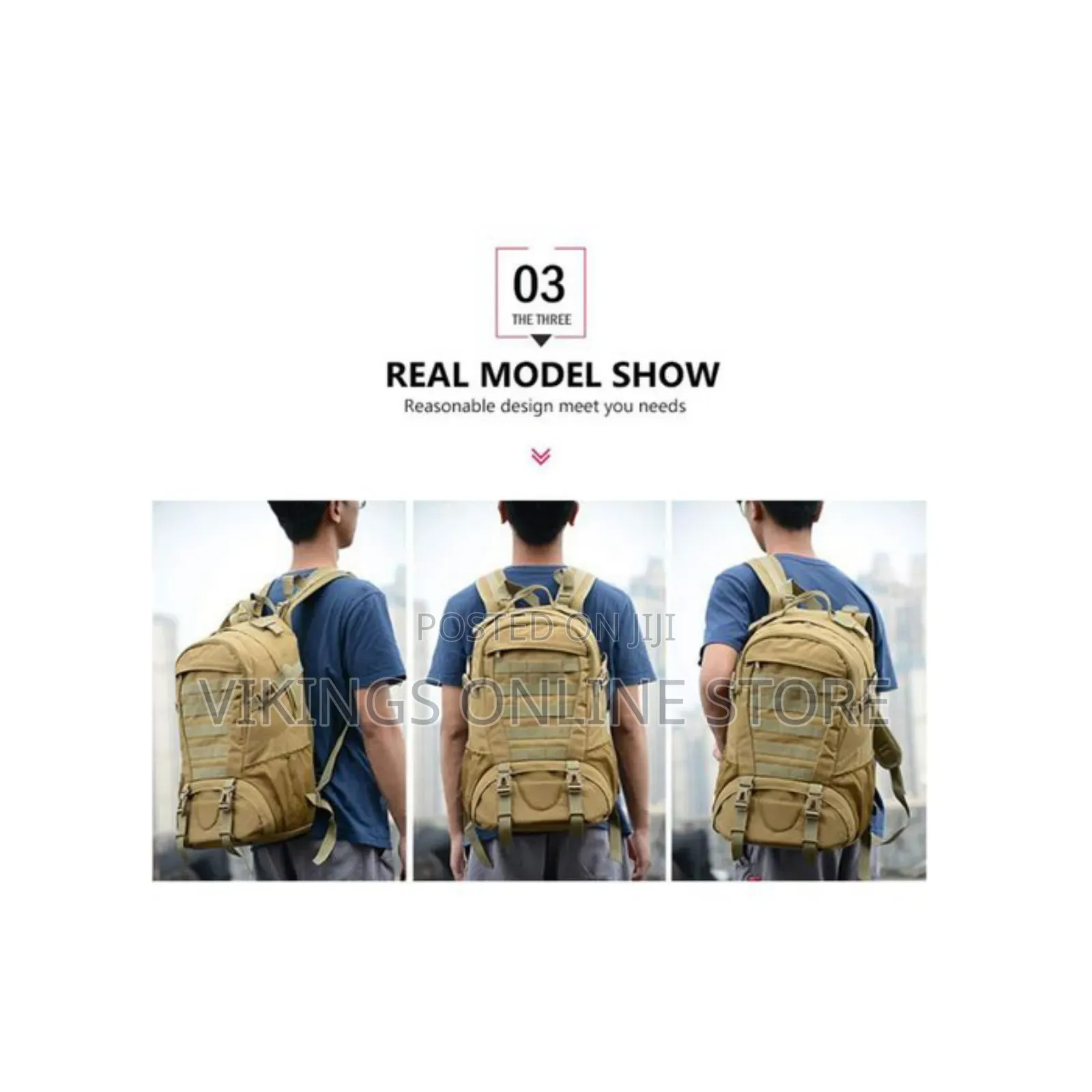 MOLLE-compatible Tactical Military Backpack for Hiking, Camping,
