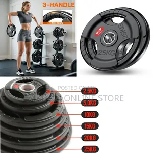3-Handle Rubber-Coated Grip Weight Plates 25kg