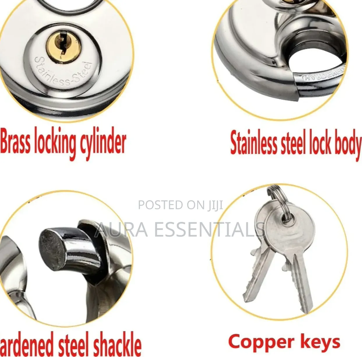 Heavy Duty Disc Locks With Hardened Steel Shackle