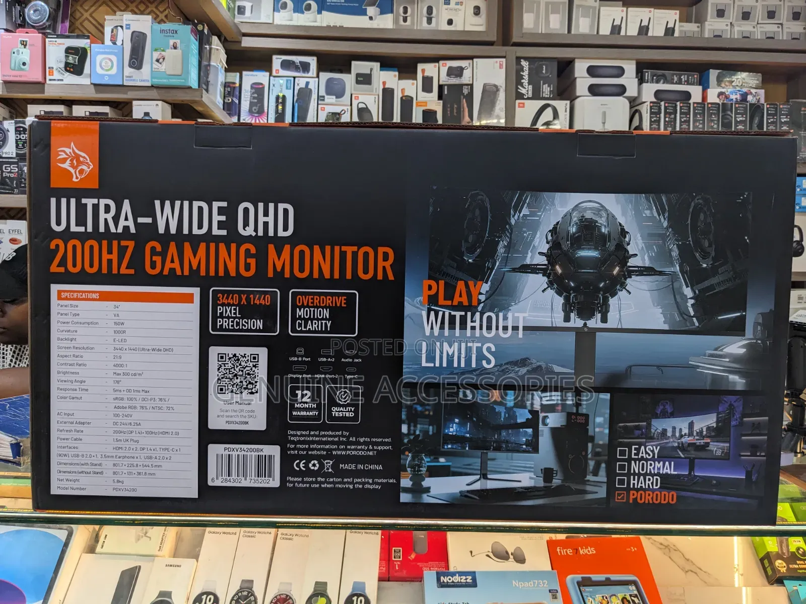 Porodo 34inch Gaming Ultra Wide Curved Monitor(3440x1440p)