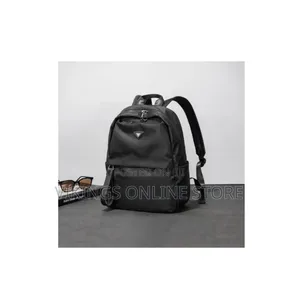 Triangular Front Logo Plaque and Practical Dual Zipper Backpack