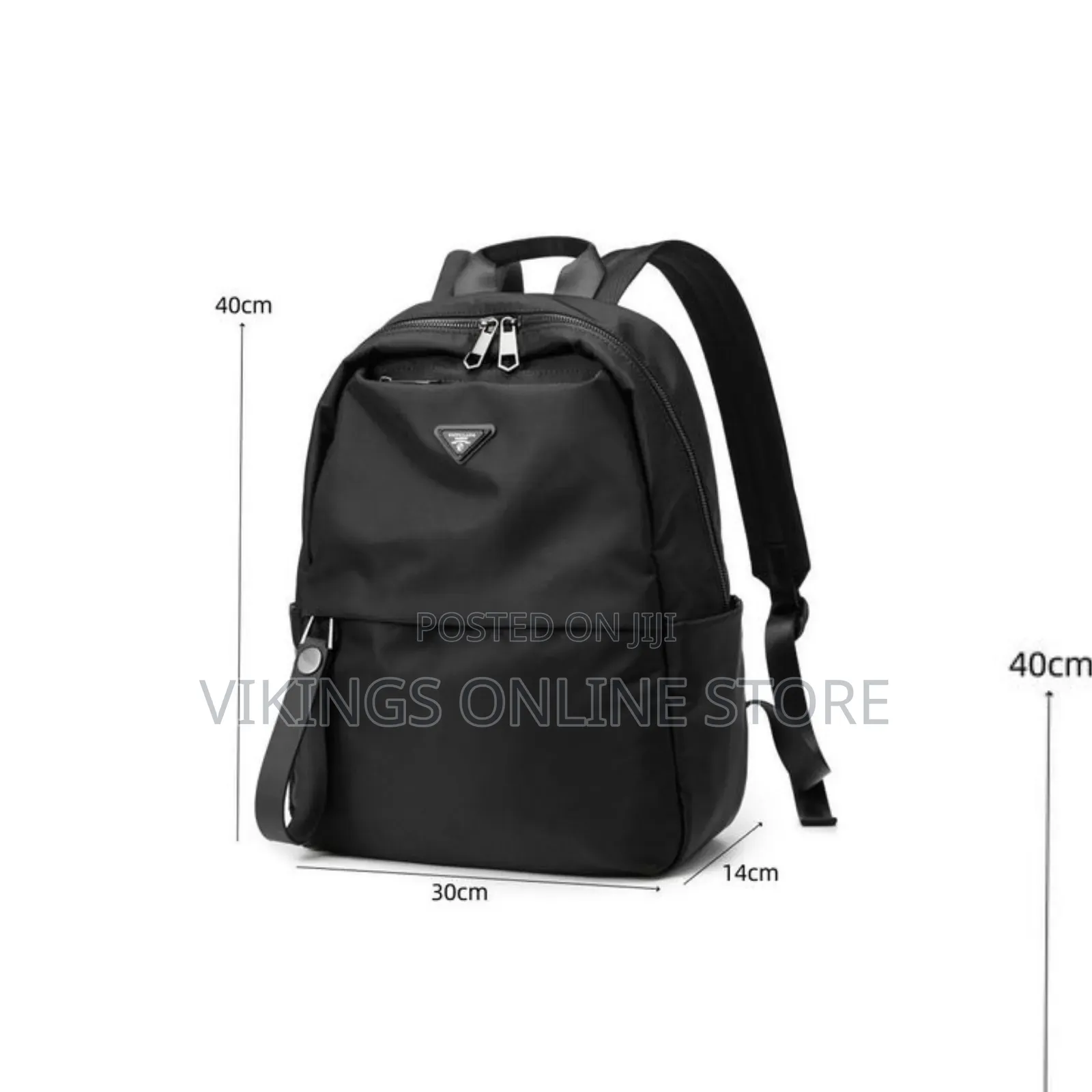 Triangular Front Logo Plaque and Practical Dual Zipper Backpack