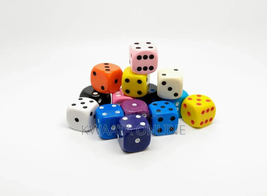 Six Sided Dice Set Coloured Dice Game (D6)- Pack of 12
