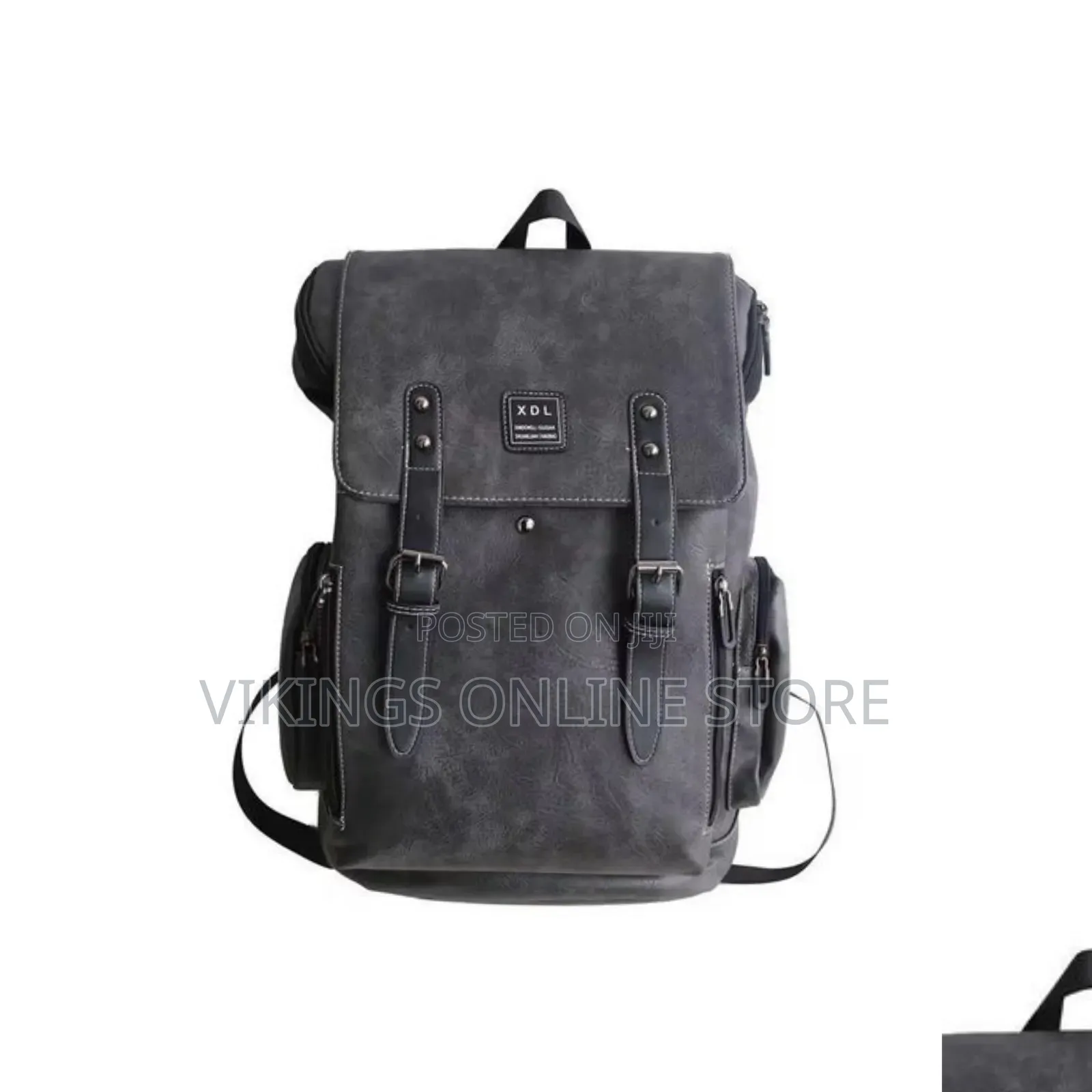 Vintage Faux Leather Flap-Top Backpack Double Vertical Buckle Straps