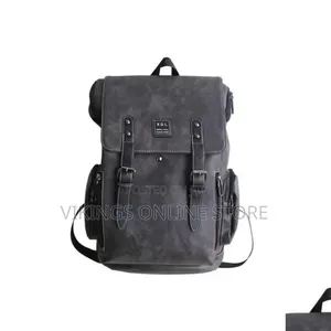 Vintage Faux Leather Flap-Top Backpack Double Vertical Buckle Straps