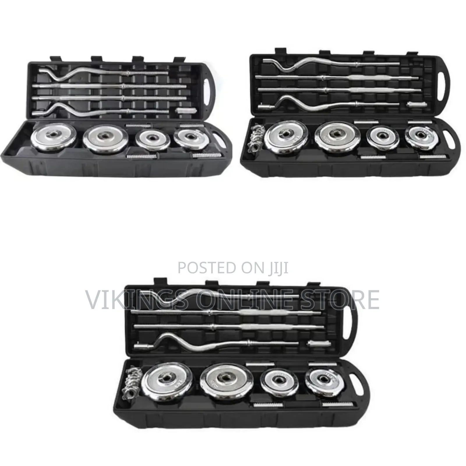 An Adjustable Chrome Dumbbell and Barbell Weight Set