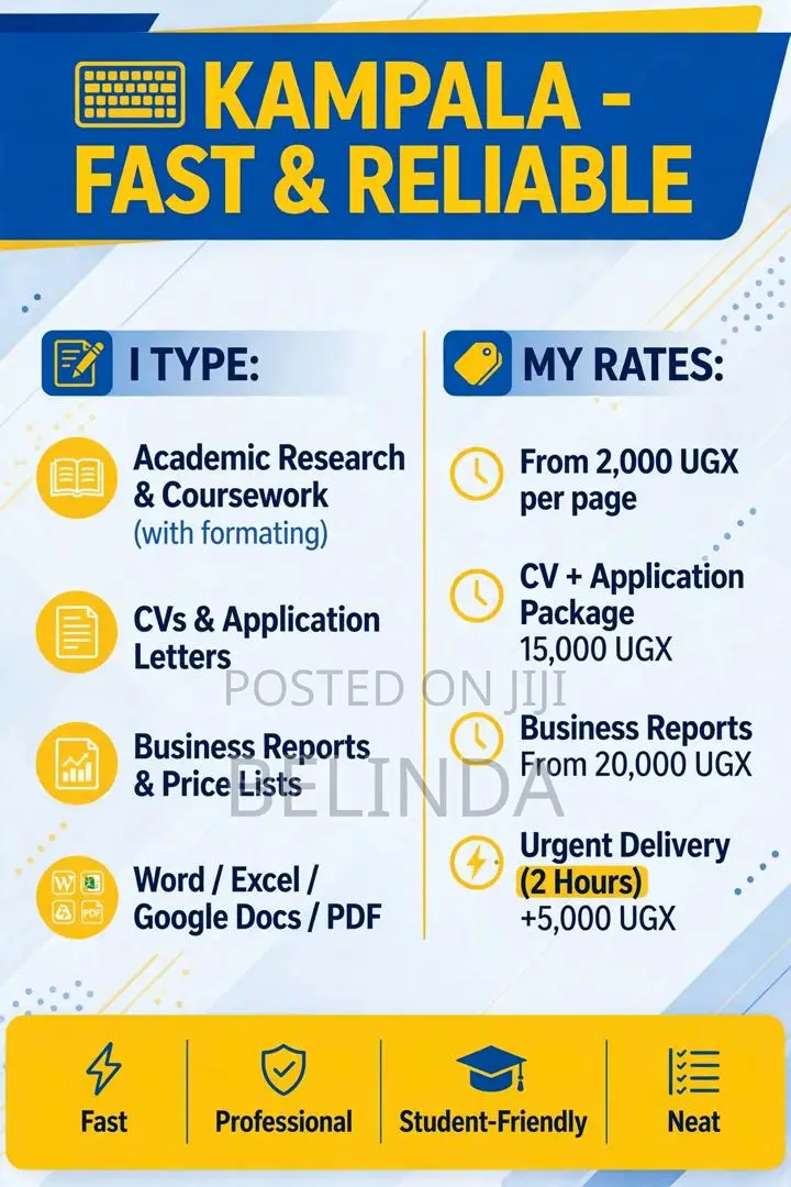 Professional Typing Services Kampala CV’s,Coursework,Reports