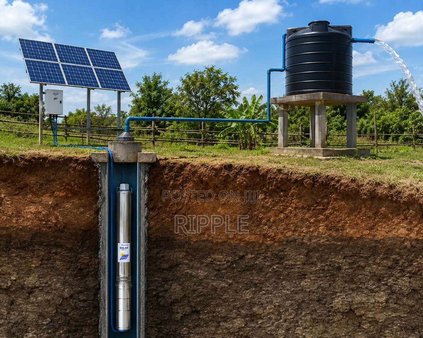 750W Solar Borehole Pump 95m Head 4,200l/H 110V DC Submersible Pump
