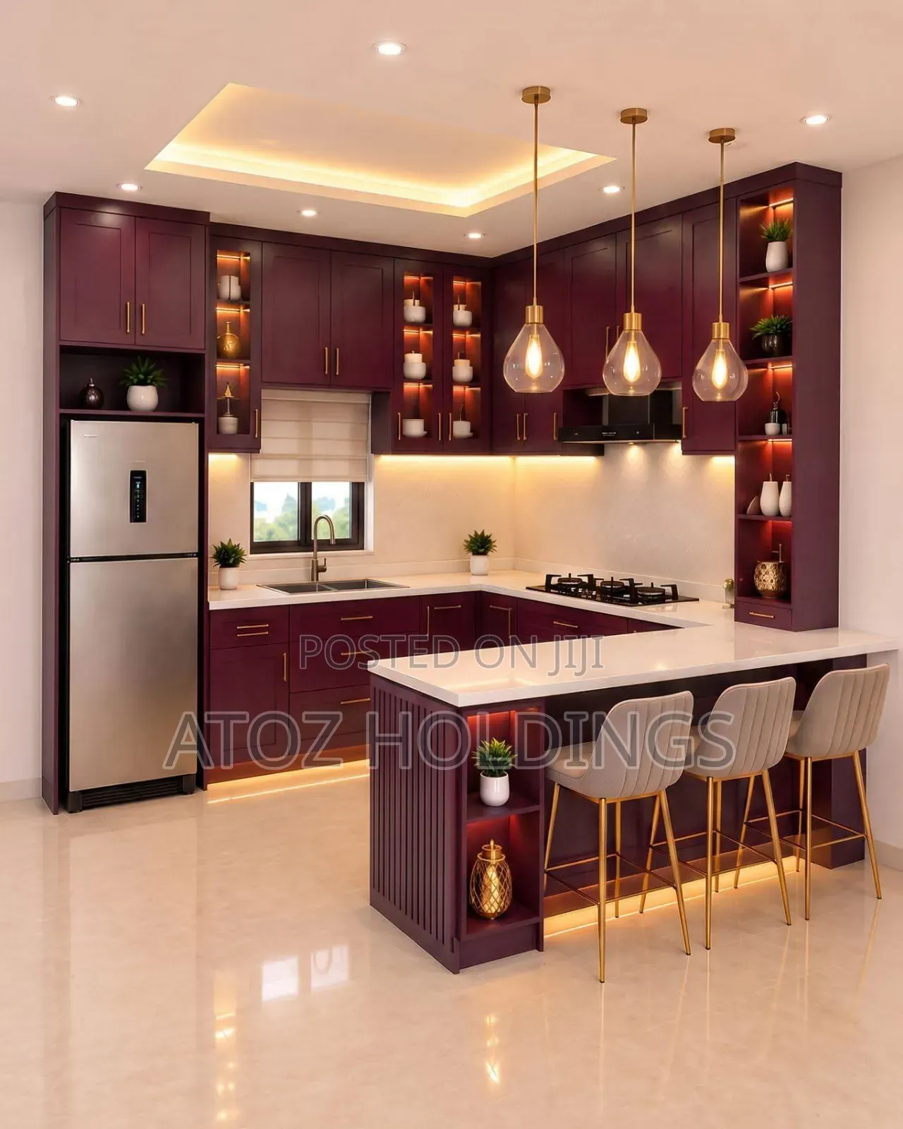 Kitchen Cabinets/Smart Peninsula Modern U Shape Kitchen Cabinets