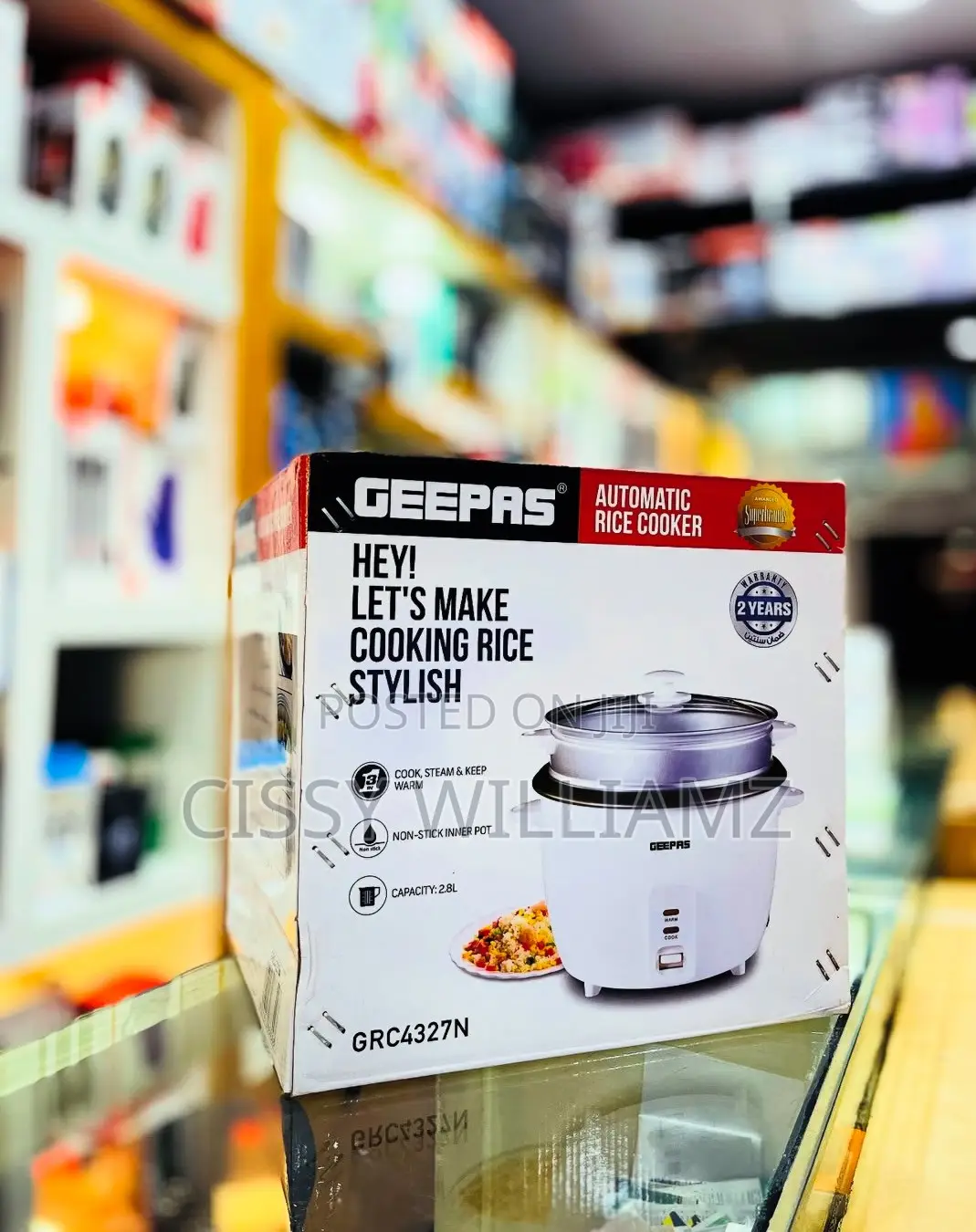 Geepas 2.8L Automatic Rice Cooker With Steamer