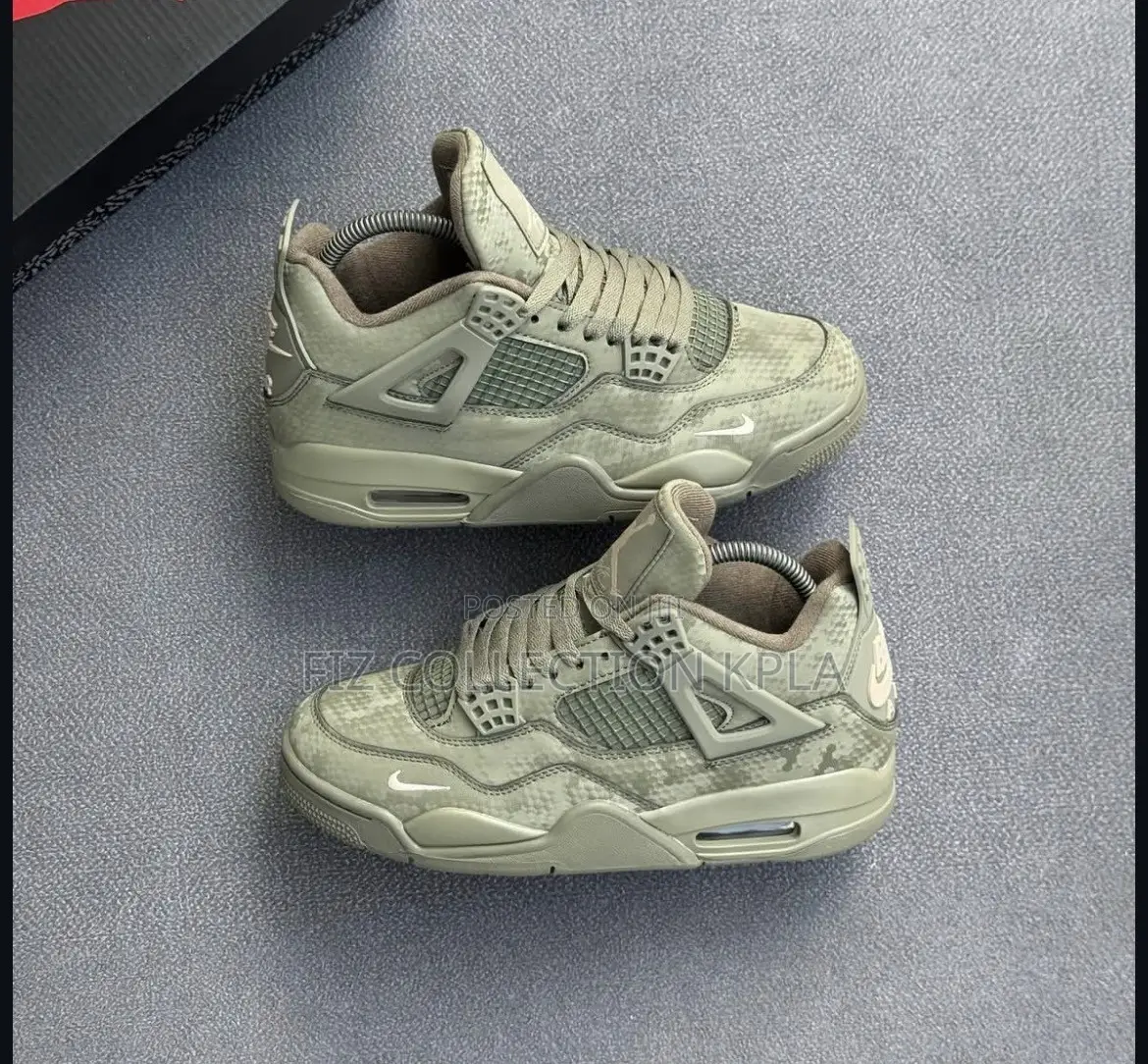 Original Olive Green Air Jordan 4 Snake Scale Sneakers