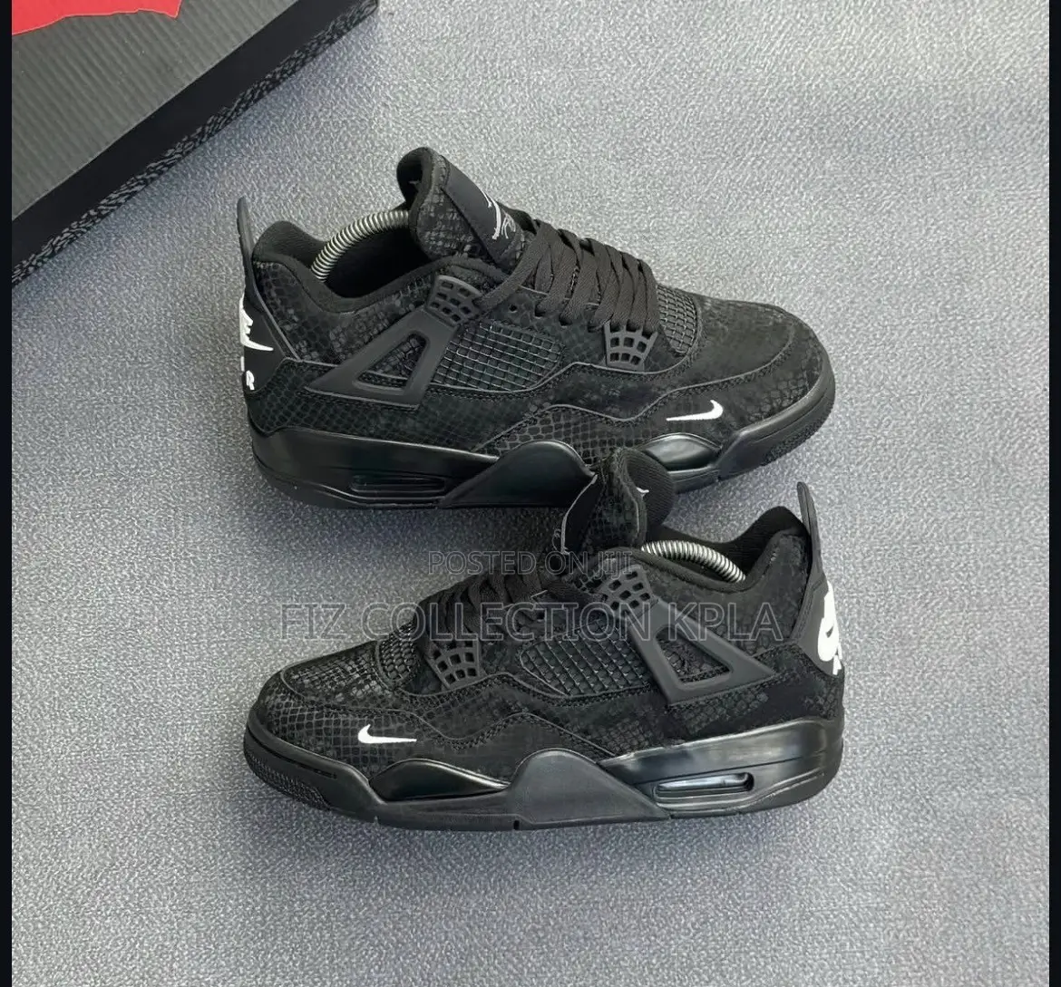 Original Black Air Jordan 4 Snake Scale Sneakers