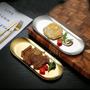 Serving Tray Stainless Steel Gold Dining Dessert Plate