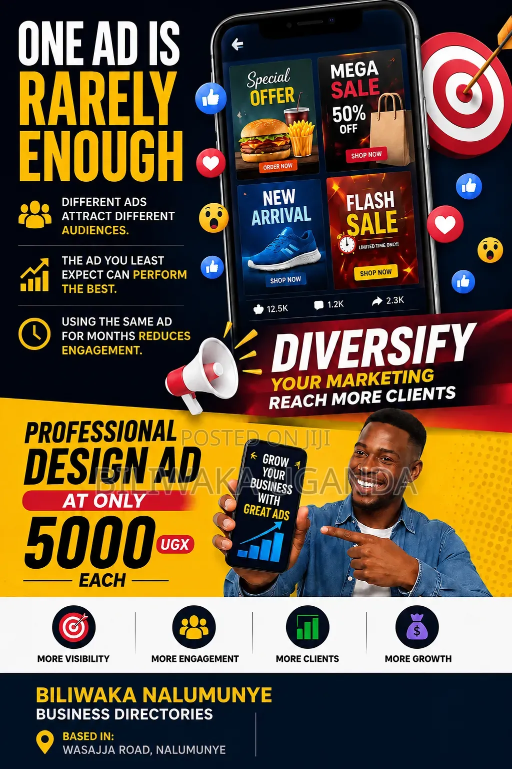 Eye Catchy Professional Design Ads for Businesses at Ugx