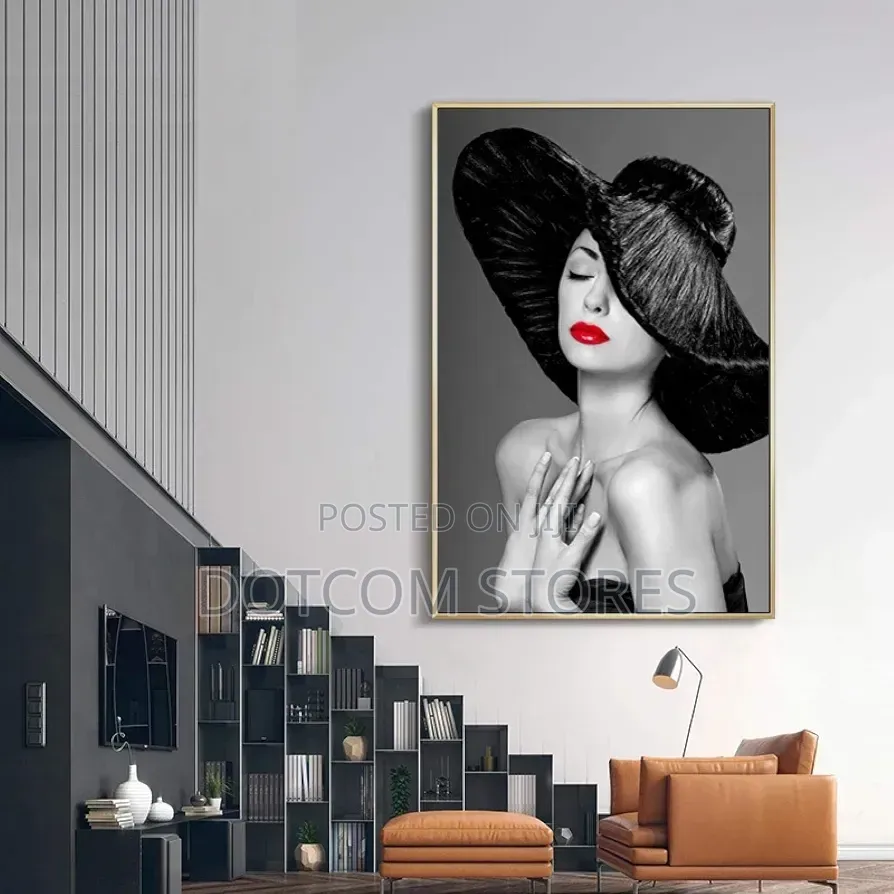 60x80cm Abstract Woman With Red Lips Canvas Painting