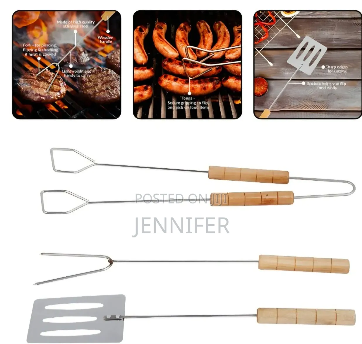 3-Piece Stainless Steel Barbecue Tool Set