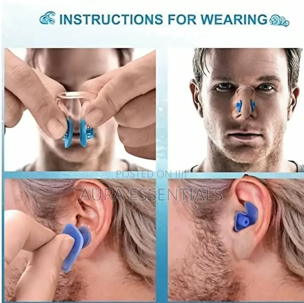 Reusable Swimming Ear Plugs With Nose Clip for Adults & Kids