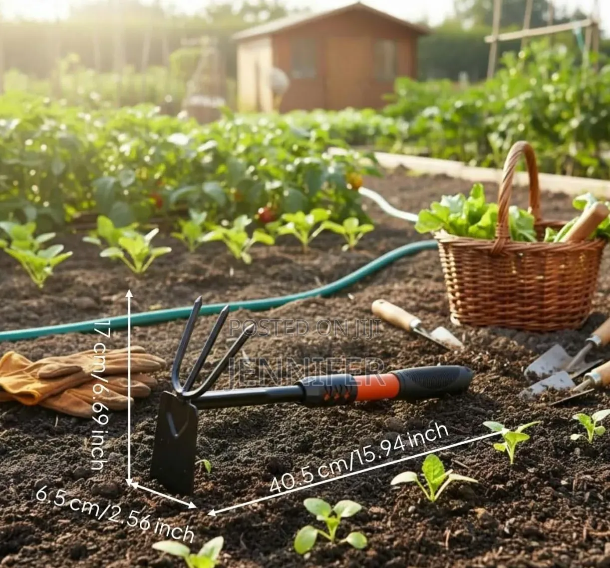 2-in-1 Garden Hoe and 3-Prong Hand Cultivator