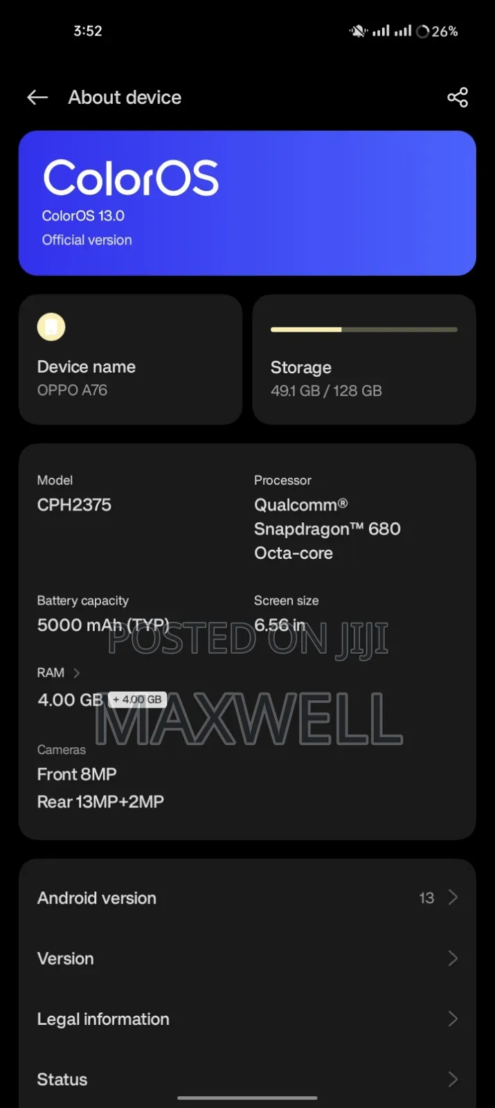Oppo A76 128 GB Blue