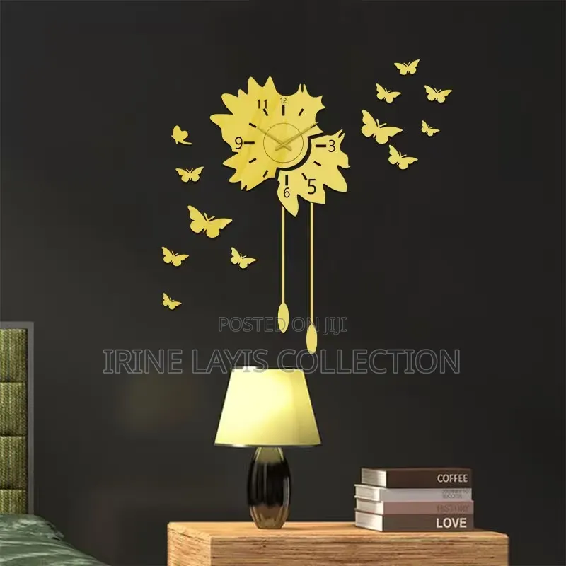 Gold-Toned 3D Acrylic Butterfly DIY Wall Clock