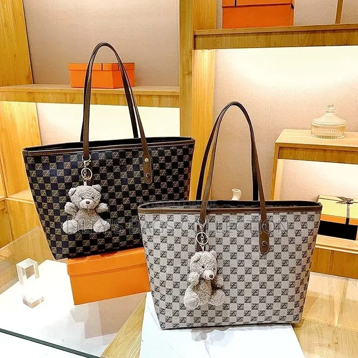 Large Capacity Monogram Printed Shoulder Bag / Office & School Tote