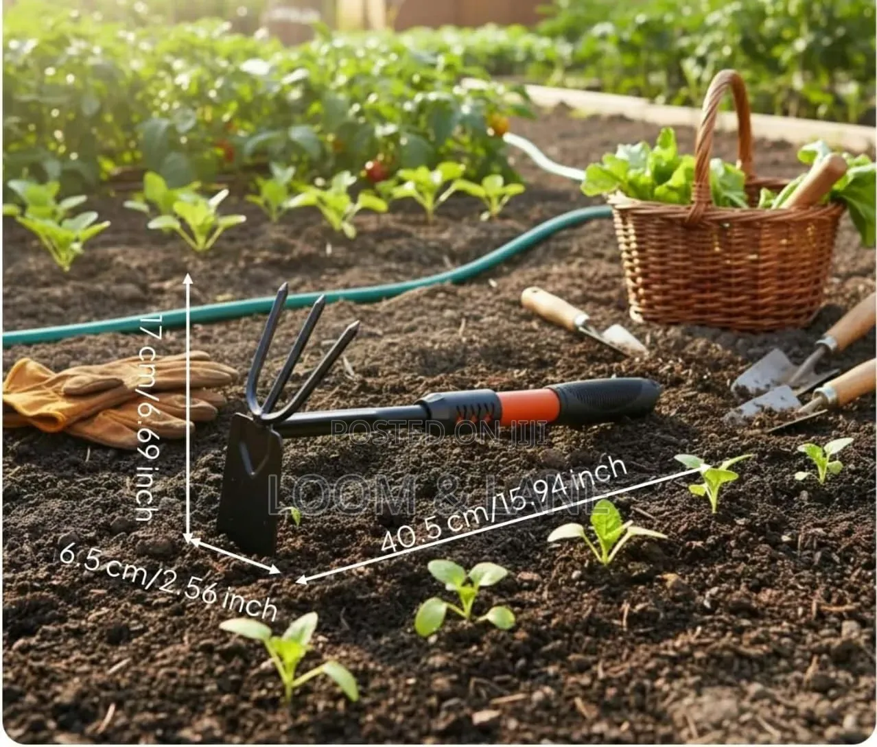 2-in-1 Garden Hoe and 3-Prong Hand Cultivator