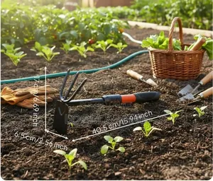 2-in-1 Garden Hoe and 3-Prong Hand Cultivator