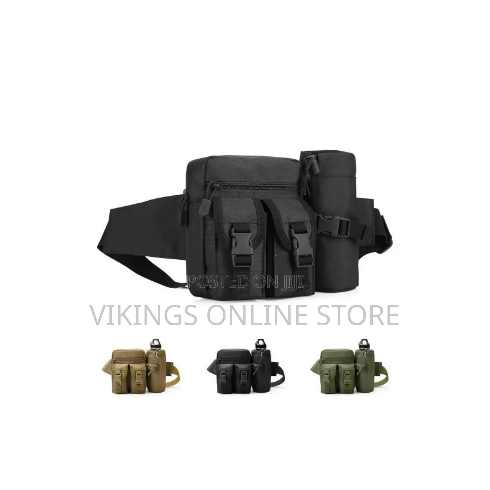 Black Tactical Waist Bag With a Removable Water Bottle Holder