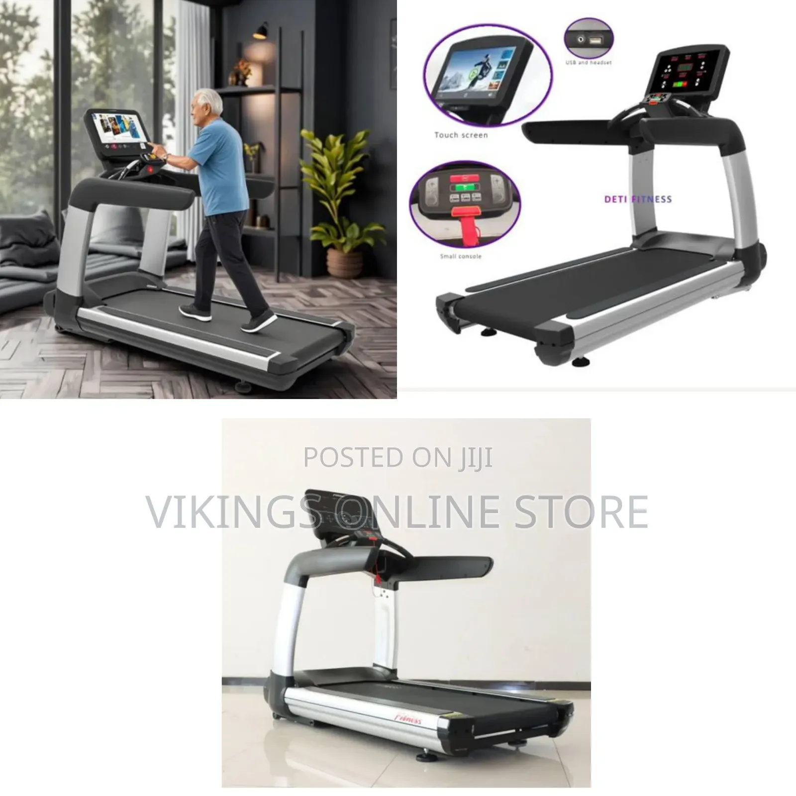 Commercial-Grade Motorized Electric Treadmill With Silver Side Arms