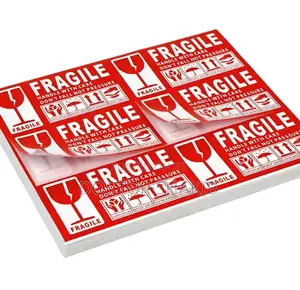 6pcs Coated Paper Printing Fragile Warning Label Sticker