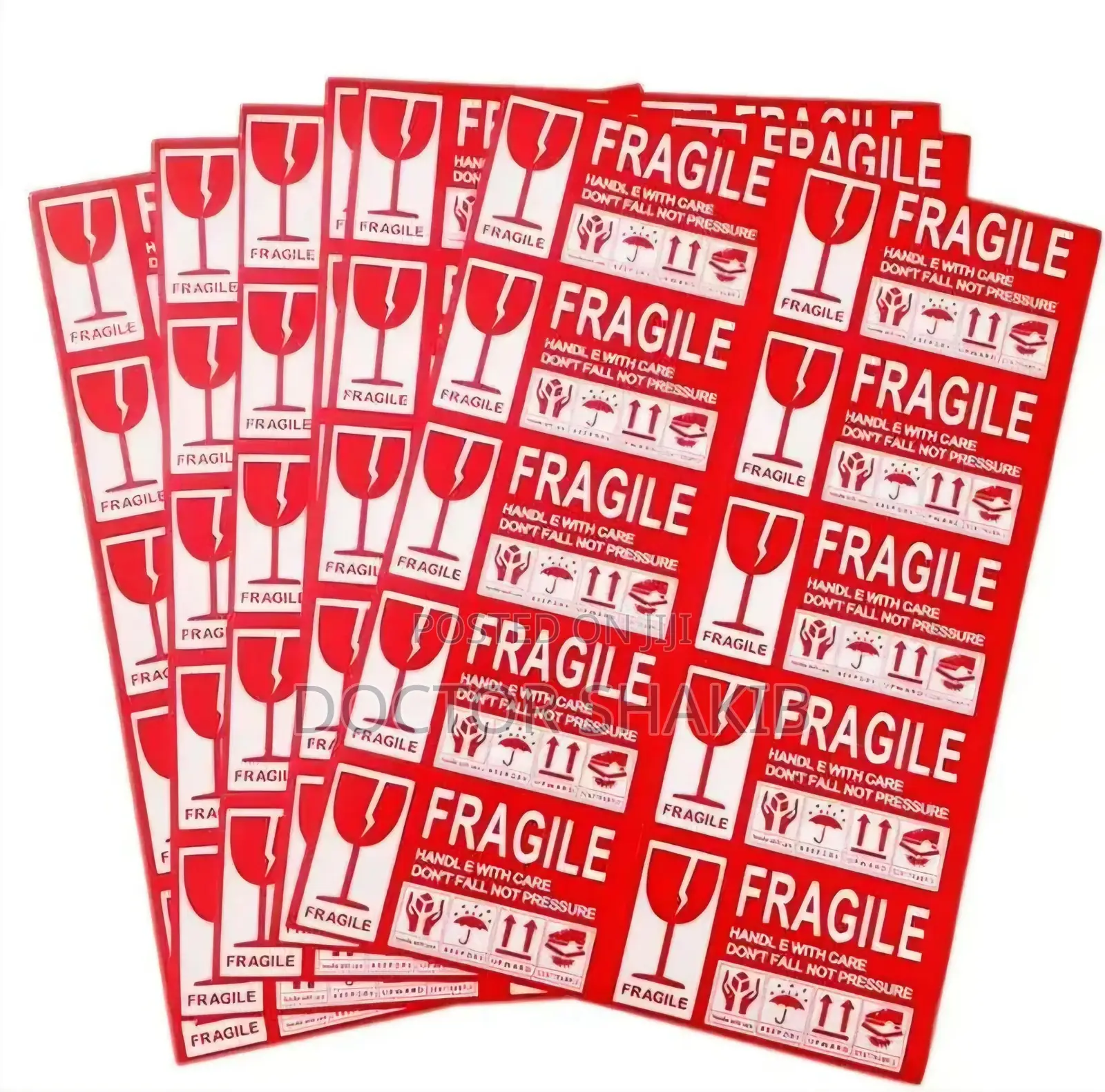 6pcs Coated Paper Printing Fragile Warning Label Sticker