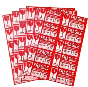 6pcs Coated Paper Printing Fragile Warning Label Sticker