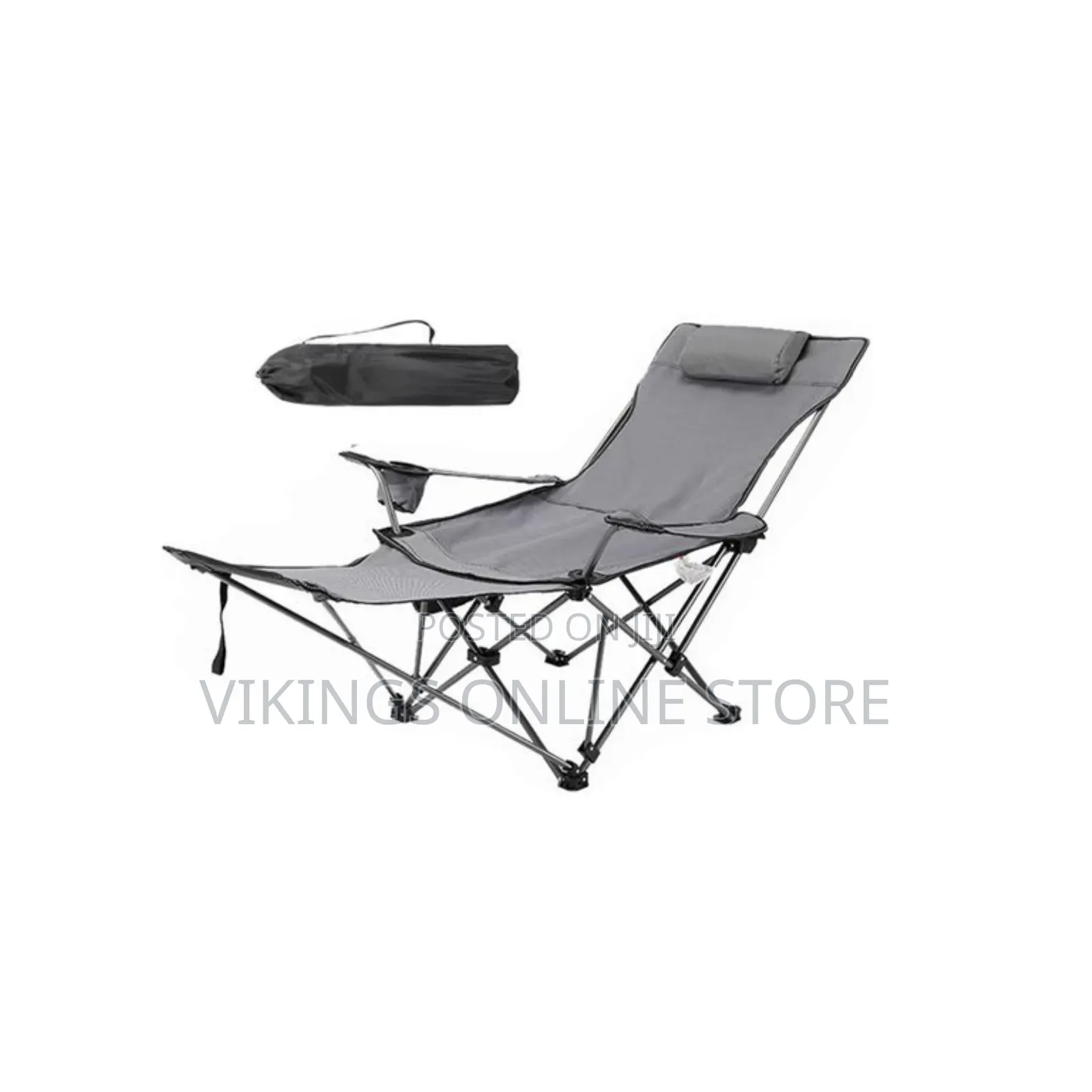Portable Reclining Camping Chair With a Built-in Footrest