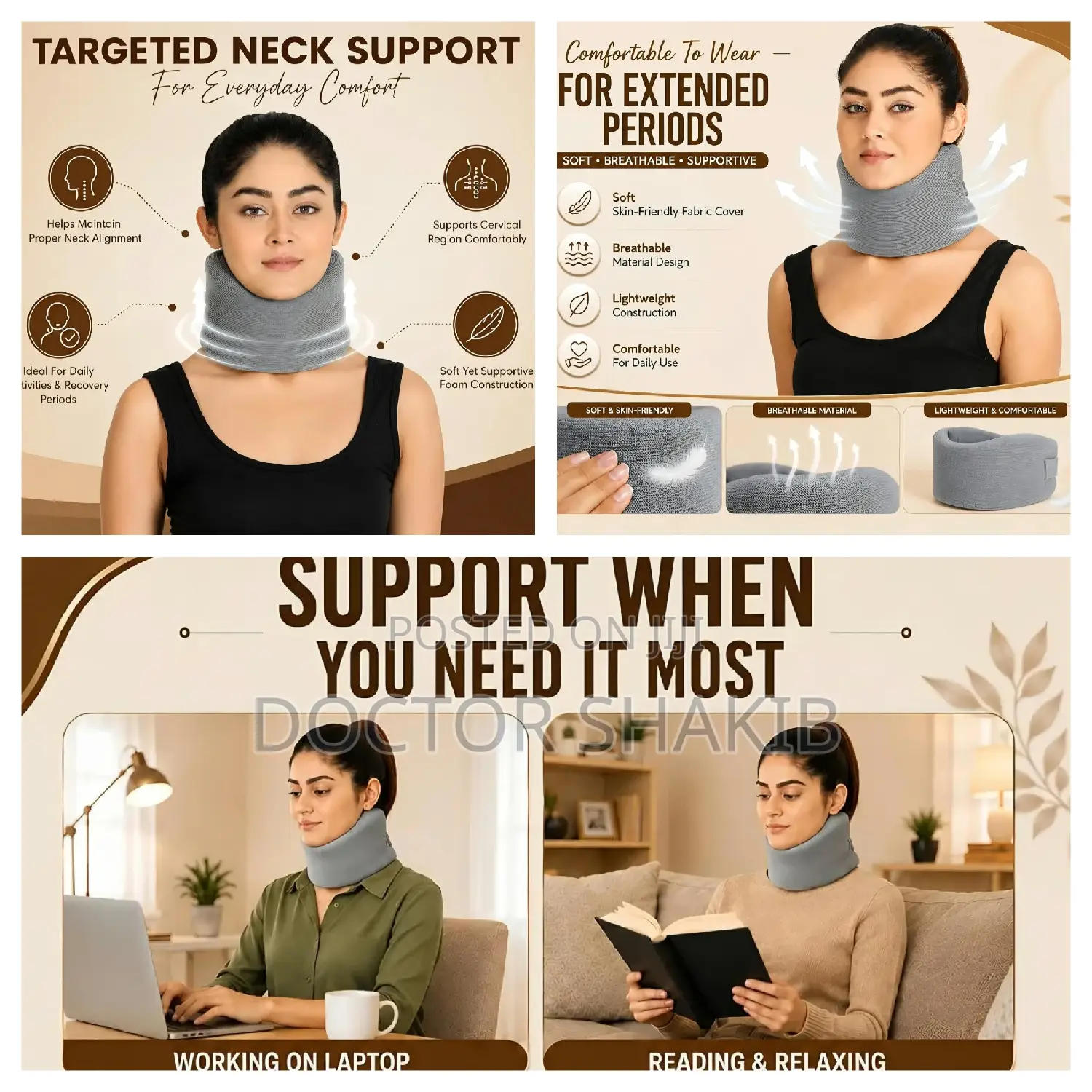 Soft Cervical Collar Adjustable Neck Support Brace