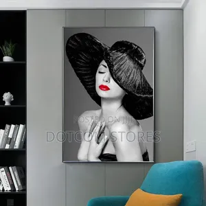 60x80cm Abstract Woman With Red Lips Canvas Painting
