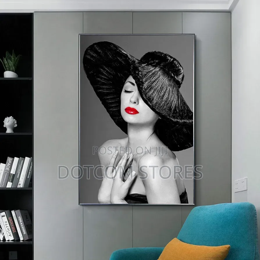 60x80cm Abstract Woman With Red Lips Canvas Painting
