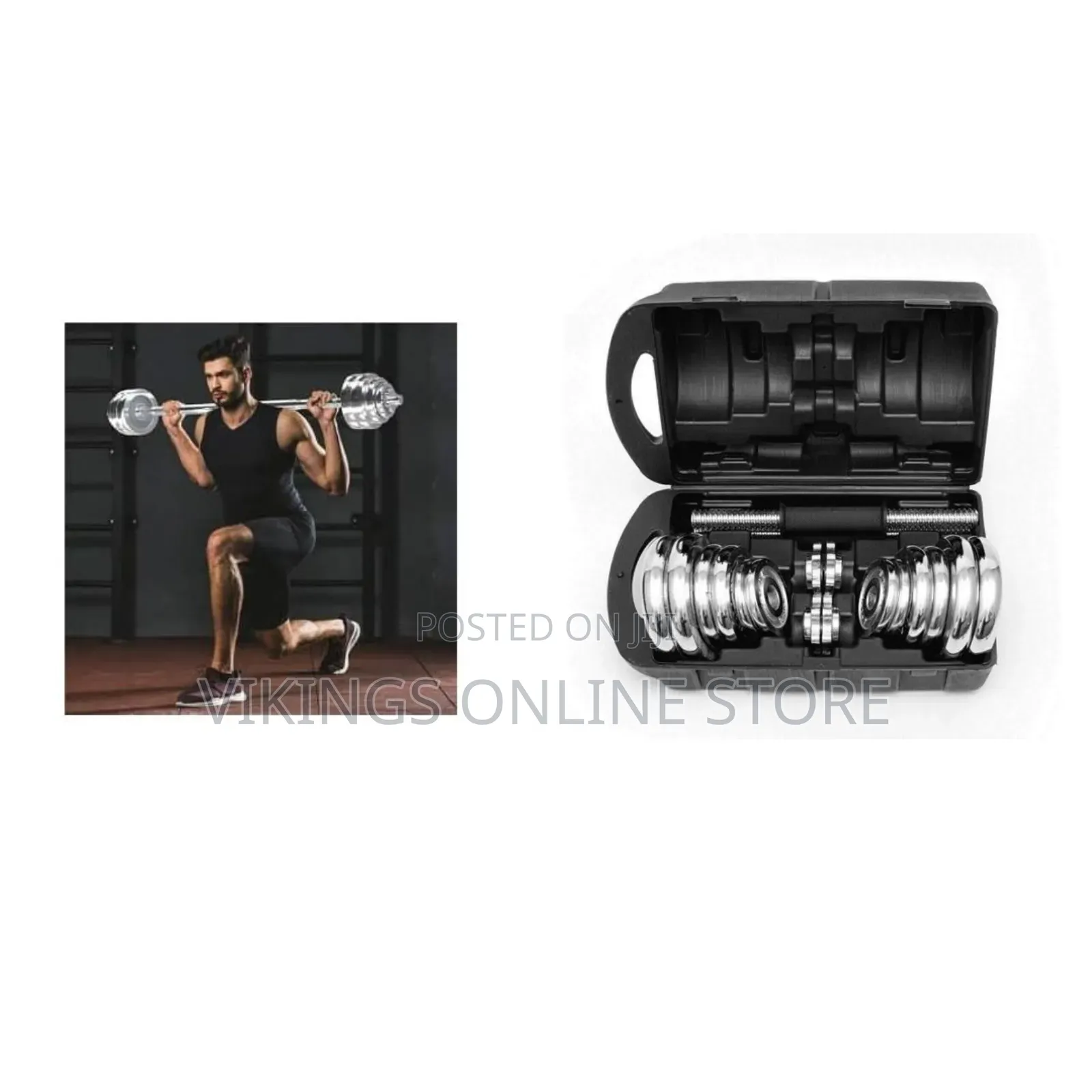 An Adjustable Chrome Dumbbell and Barbell Weight Set