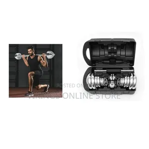 An Adjustable Chrome Dumbbell and Barbell Weight Set