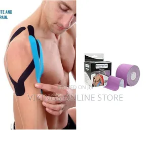 Elastic Kinesiology Tape Applied in Supportive Strips