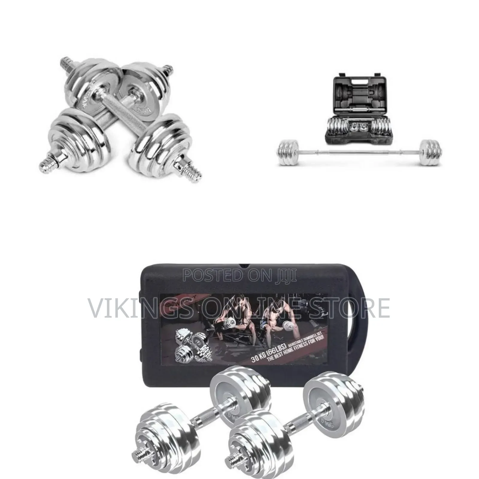 30 Kg Chrome Adjustable Dumbbell and Barbell Set With a Storage Case