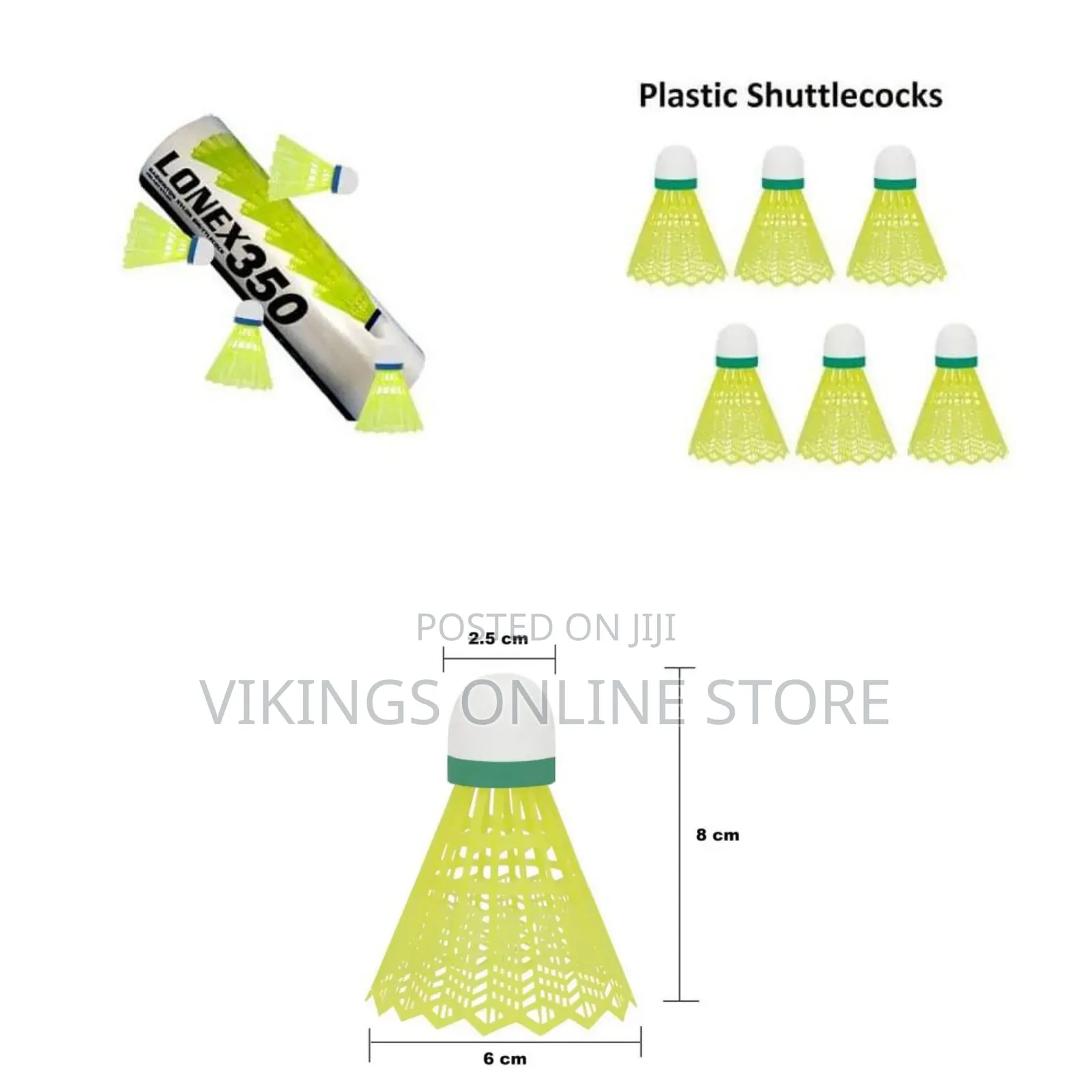 Standard Set of Neon Yellow Plastic (Nylon) Badminton Shuttlecocks
