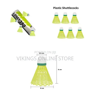 Standard Set of Neon Yellow Plastic (Nylon) Badminton Shuttlecocks