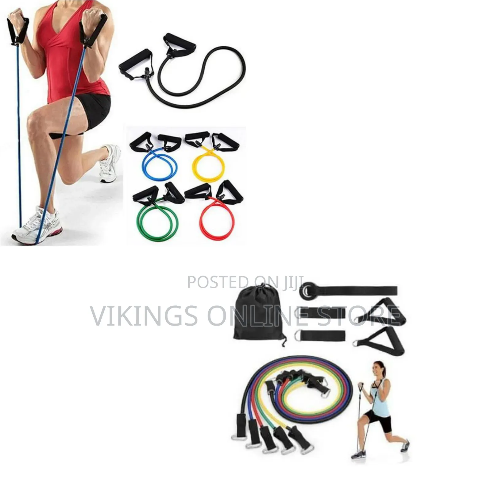 11 Pcsfitness Resistance Exercise Band Set With Foam Handles, Ankle