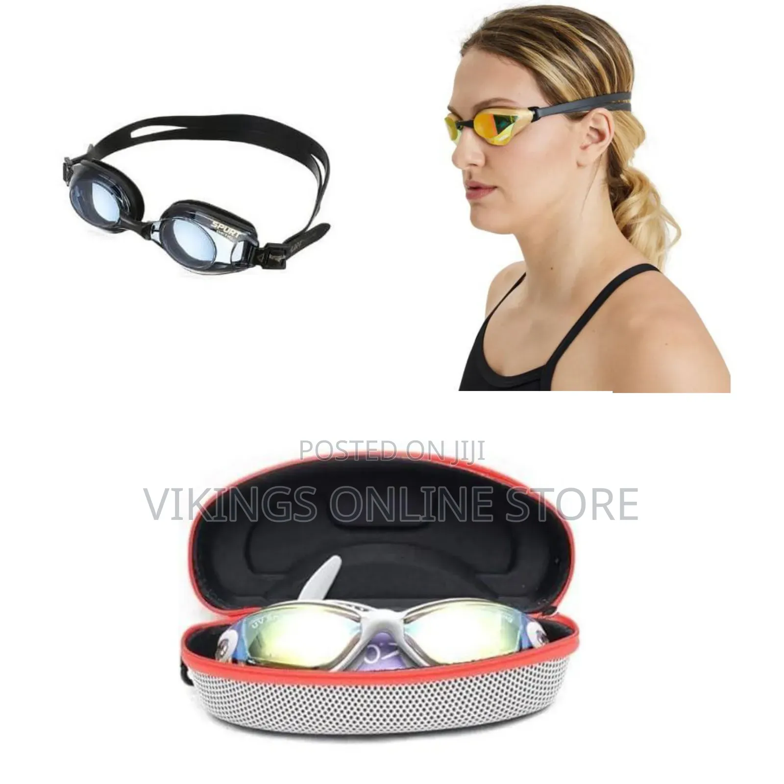 Mirrored, Anti-Fog UV-protection Swimming Goggles Resting
