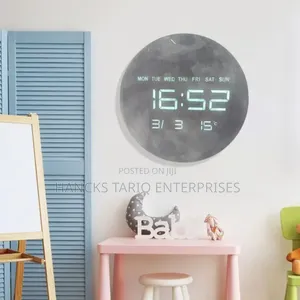 Modern LED Digital Wall Clock With Temperature, Humidity & Landscape