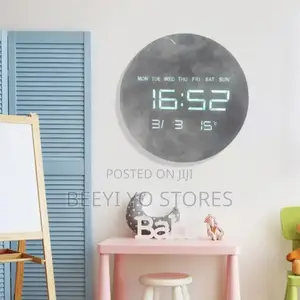 Modern LED Digital Wall Clock With Temperature, Humidity & Landscape